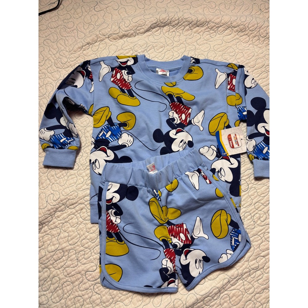 Disney Mickey Mouse Funhouse Junior Sweatshirt and Shorts Set Blue 4T NEW